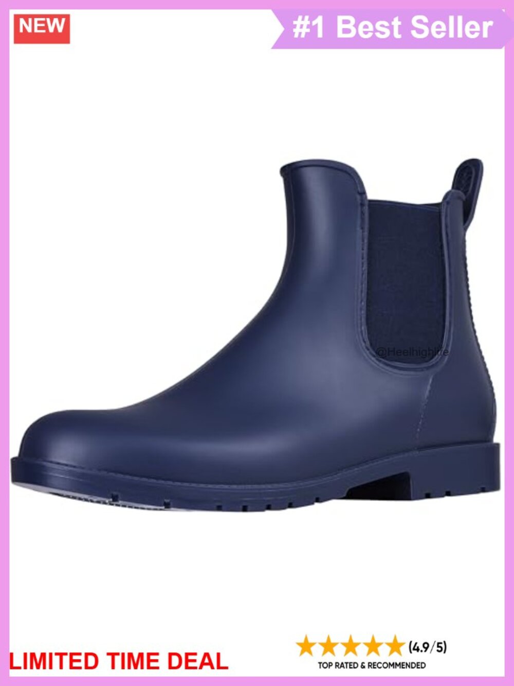 Waterproof Ankle Chelsea Rain Boots Rubber Non-Slip Slip-On
